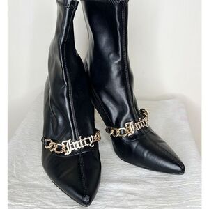 Juicy Couture Tommi Faux Leather Sock Booties Black Size 8